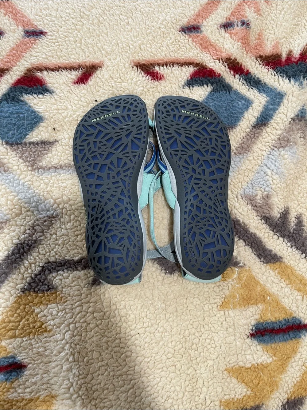 Merrell Light Blue & Grey Strappy Toe-Loop Sandals | Women’s Size 8 | Worn Once